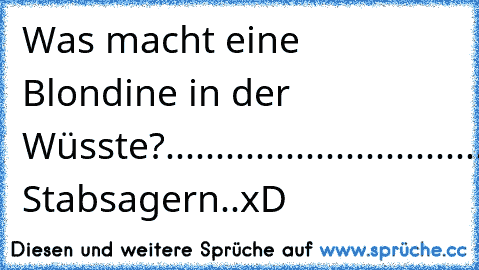 Was macht eine Blondine in der Wüsste?............................................................... Stabsagern..xD