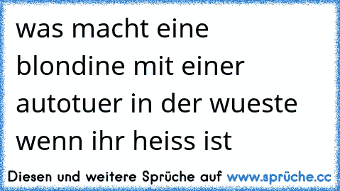 was macht eine blondine mit einer autotuer in der wueste wenn ihr heiss ist