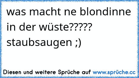 was macht ne blondinne in der wüste????? staubsaugen ;)