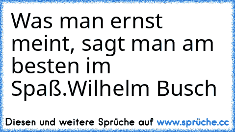 Was man ernst meint, sagt man am besten im Spaß.
Wilhelm Busch