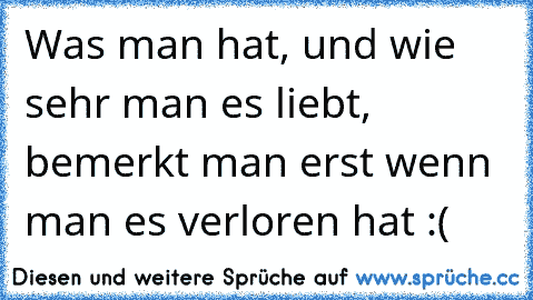 Was man hat, und wie sehr man es liebt, bemerkt man erst wenn man es verloren hat :(