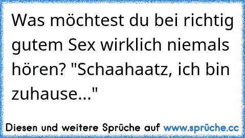 Was möchtest du bei richtig gutem Sex wirklich niemals hören? "Schaahaatz, ich bin zuhause..."