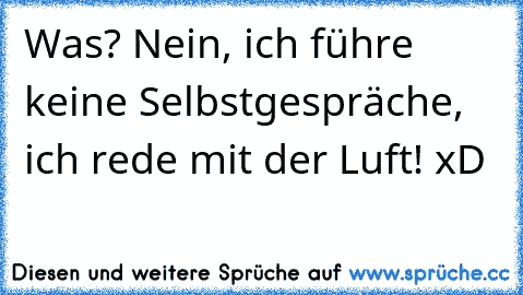 Was? Nein, ich führe keine Selbstgespräche, ich rede mit der Luft! 
xD