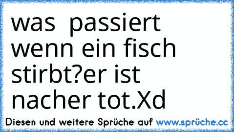 was  passiert wenn ein fisch stirbt?
er ist nacher tot.Xd