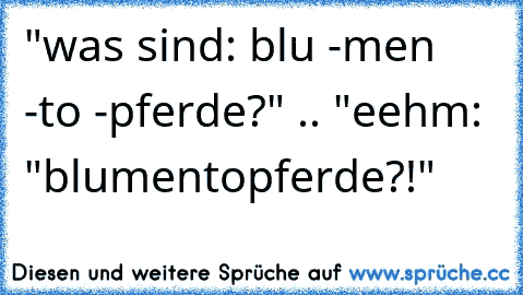 "was sind: blu -men -to -pferde?" .. "eehm: "blumentopferde?!"