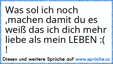 Was sol ich noch ,machen damit du es weiß das ich dich mehr liebe als mein LEBEN :( !