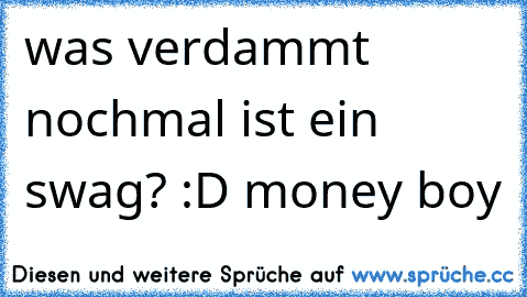 was verdammt nochmal ist ein swag? :D money boy ♥