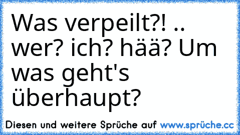 Was verpeilt?! .. wer? ich? hää? Um was geht's überhaupt?