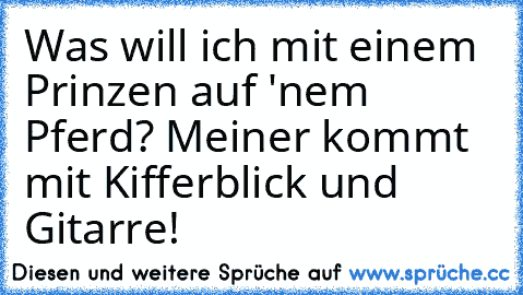 Was will ich mit einem Prinzen auf 'nem Pferd? Meiner kommt mit Kifferblick und Gitarre!