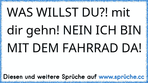 WAS WILLST DU?! mit dir gehn! NEIN ICH BIN MIT DEM FAHRRAD DA!