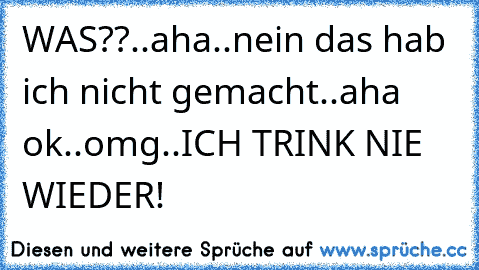 WAS??..aha..nein das hab ich nicht gemacht..aha ok..omg..ICH TRINK NIE WIEDER!