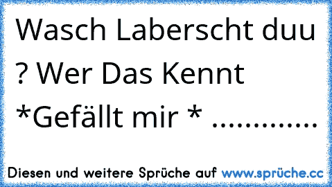 Wasch Laberscht duu ? 
Wer Das Kennt *Gefällt mir * .............