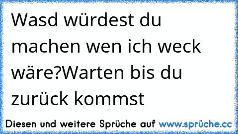 Wasd würdest du machen wen ich weck wäre?
Warten bis du zurück kommst ♥