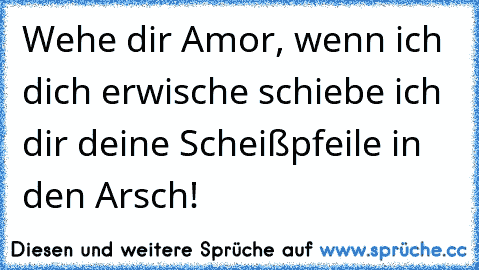 Wehe dir Amor, wenn ich dich erwische schiebe ich dir deine Scheißpfeile in den Arsch!