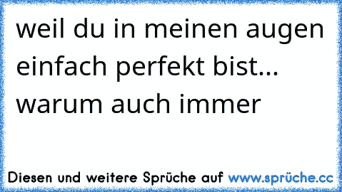 weil du in meinen augen einfach perfekt bist... warum auch immer