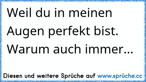 Weil du in meinen Augen perfekt bist. Warum auch immer...