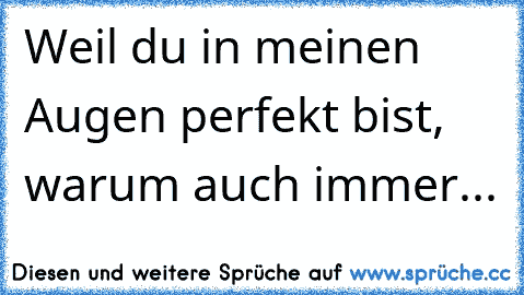 Weil du in meinen Augen perfekt bist, warum auch immer...