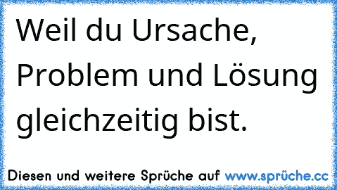 Weil du Ursache, Problem und Lösung gleichzeitig bist.