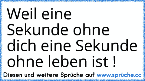 Weil eine Sekunde ohne dich eine Sekunde ohne leben ist ! ♥