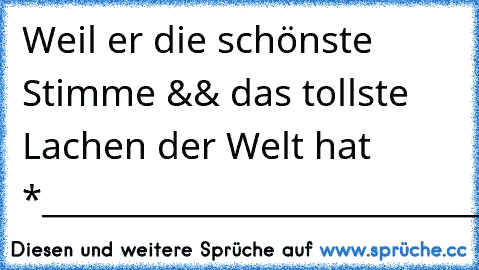 Weil er die schönste Stimme && das tollste Lachen der Welt hat  *______________________________*