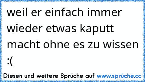 weil er einfach immer wieder etwas kaputt macht ohne es zu wissen :(