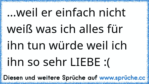 ...weil er einfach nicht weiß was ich alles für ihn tun würde weil ich ihn so sehr LIEBE :(  ♥