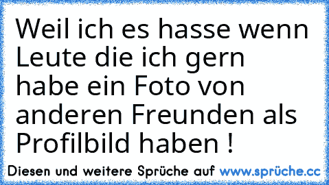 Weil ich es hasse wenn Leute die ich gern habe ein Foto von anderen Freunden als Profilbild haben !