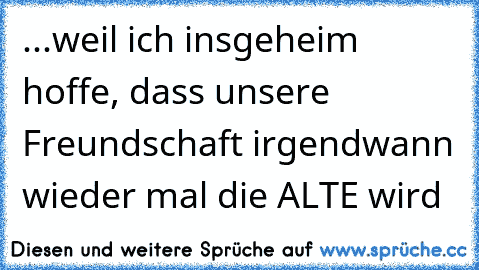 ...weil ich insgeheim hoffe, dass unsere Freundschaft irgendwann wieder mal die ALTE wird ♥