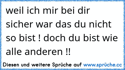 weil ich mir bei dir sicher war das du nicht so bist ! doch du bist wie alle anderen !! 