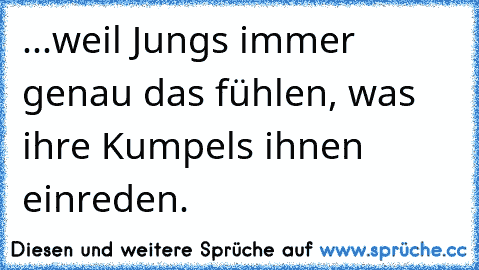 ...weil Jungs immer genau das fühlen, was ihre Kumpels ihnen einreden.