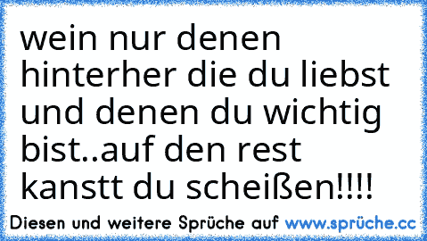 wein nur denen hinterher die du liebst und denen du wichtig bist..auf den rest kanstt du scheißen!!!!