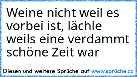 Weine nicht weil es vorbei ist, lächle weils eine verdammt schöne Zeit war ♥