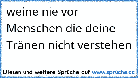 weine nie vor Menschen die deine Tränen nicht verstehen