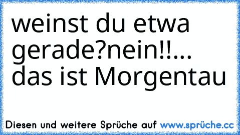 weinst du etwa gerade?
nein!!... das ist Morgentau