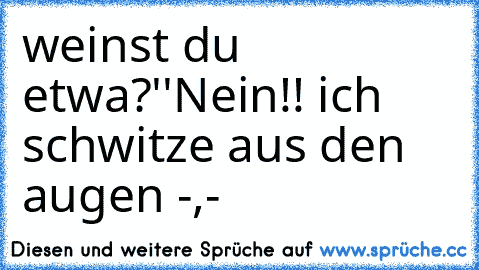 weinst du etwa?
''Nein!! ich schwitze aus den augen -,-