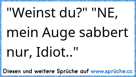 "Weinst du?" "NE, mein Auge sabbert nur, Idiot.."