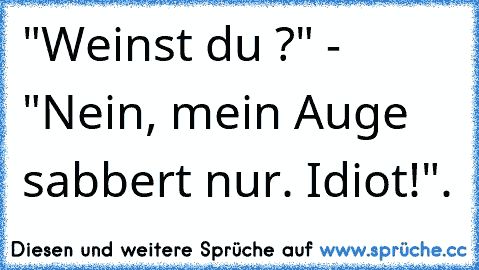 "Weinst du ?" - "Nein, mein Auge sabbert nur. Idiot!".