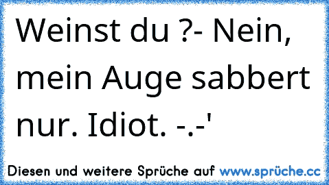 Weinst du ?
- Nein, mein Auge sabbert nur. Idiot. -.-'