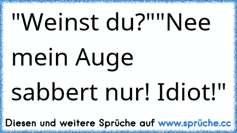 "Weinst du?"
"Nee mein Auge sabbert nur! Idiot!"