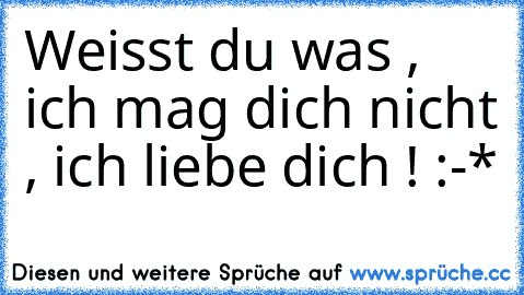 Weisst du was , ich mag dich nicht , ich liebe dich ! :-*