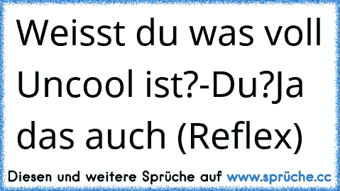 Weisst du was voll Uncool ist?
-Du?
Ja das auch (Reflex)