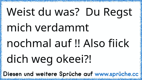 Weist du was?  Du Regst mich verdammt nochmal auf !! Also fiick dich weg okeei?!