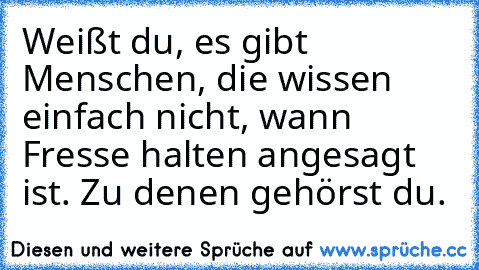 Weißt du, es gibt Menschen, die wissen einfach nicht, wann Fresse halten angesagt ist. Zu denen gehörst du.