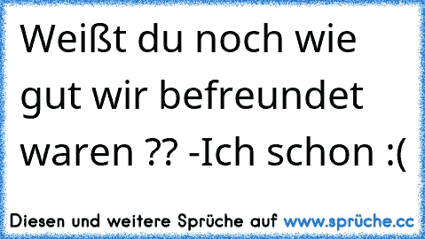 Weißt du noch wie gut wir befreundet waren ?? -
Ich schon :( ♥