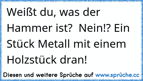 Weißt du, was der Hammer ist? – Nein!? Ein Stück Metall mit einem Holzstück dran!