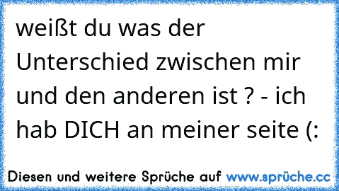 weißt du was der Unterschied zwischen mir und den anderen ist ? - ich hab DICH an meiner seite (: ♥