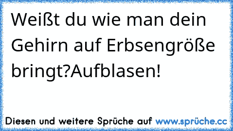 Weißt du wie man dein Gehirn auf Erbsengröße bringt?
Aufblasen!