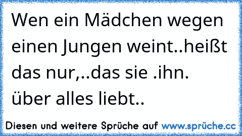 Wen ein Mädchen wegen einen Jungen weint..heißt das nur,..das sie .ihn. über alles liebt..