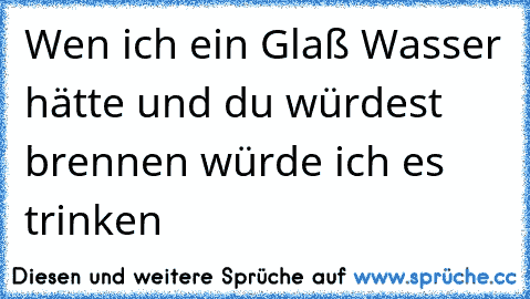 Wen ich ein Glaß Wasser hätte und du würdest brennen würde ich es trinken