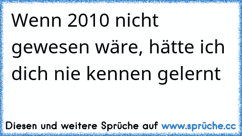 Wenn 2010 nicht gewesen wäre, hätte ich dich nie kennen gelernt